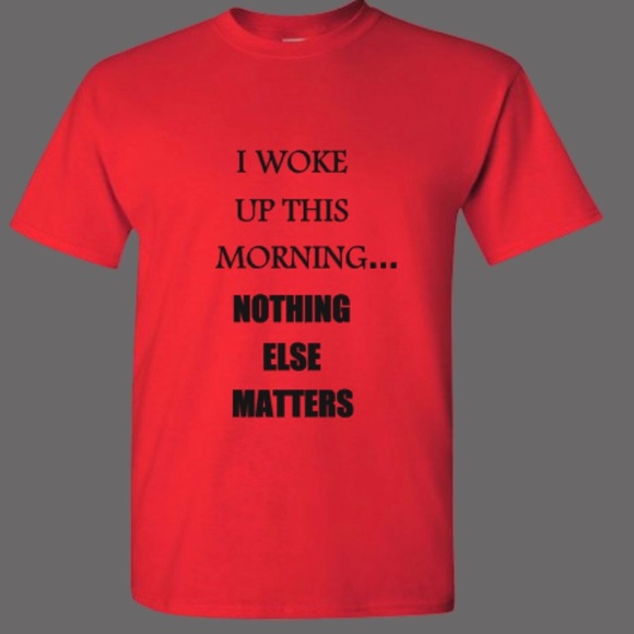 Inspirational Red with Black Text T Shirt I Woke Up This Morning Faith - Picture 1 of 3